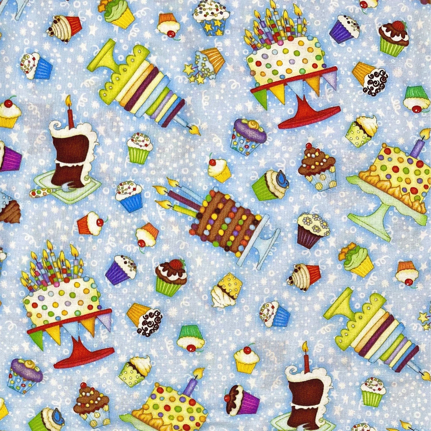 Cupcakes EOB Let's Celebrate Fabric Henry Glass Multi HG1068.11