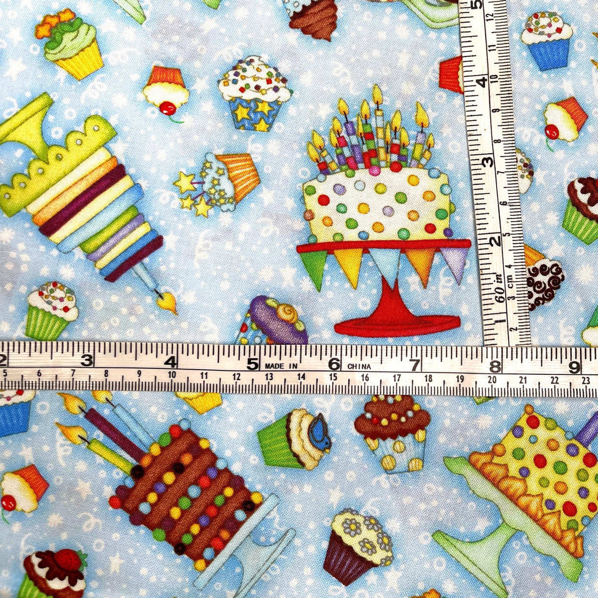 Cupcakes EOB Let's Celebrate Fabric Henry Glass Multi HG1068.11