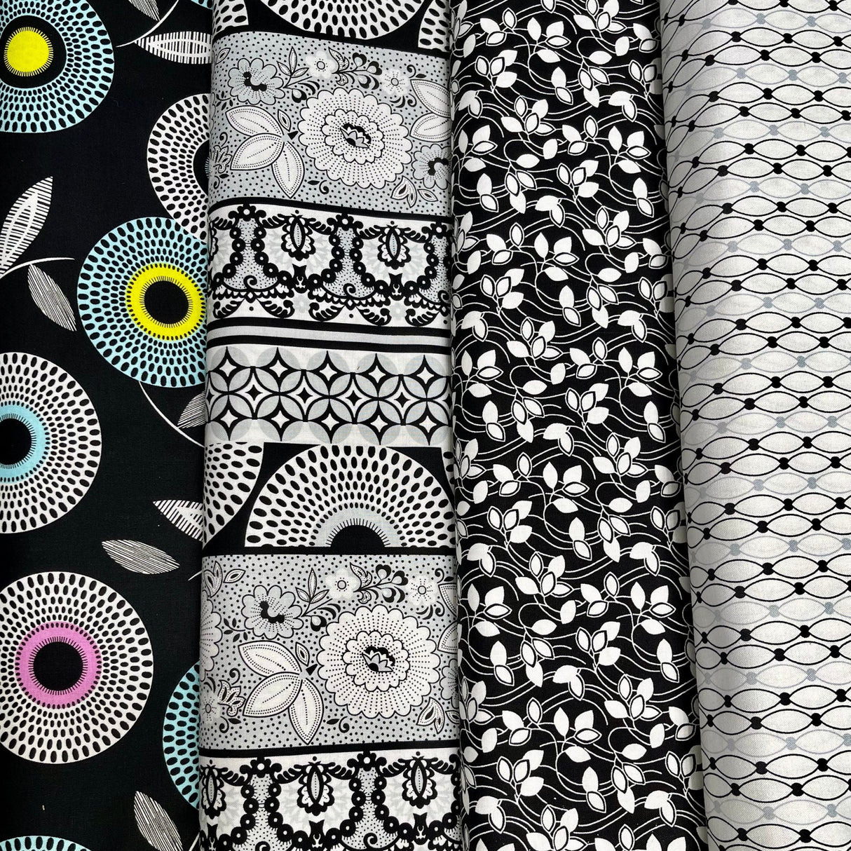 Licorice Candy Geometric White - StudioE - Cotton Quilting Fabric - SE3355.9