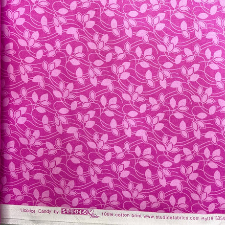 Candy Pink fabric Licorice Pink Leaves Cotton Quilting fabric StudioE - SE3354.22