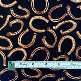 Horseshoe fabric, FQ, Wild Wild West Timeless Treasures Brown Black fabric C6306-Black