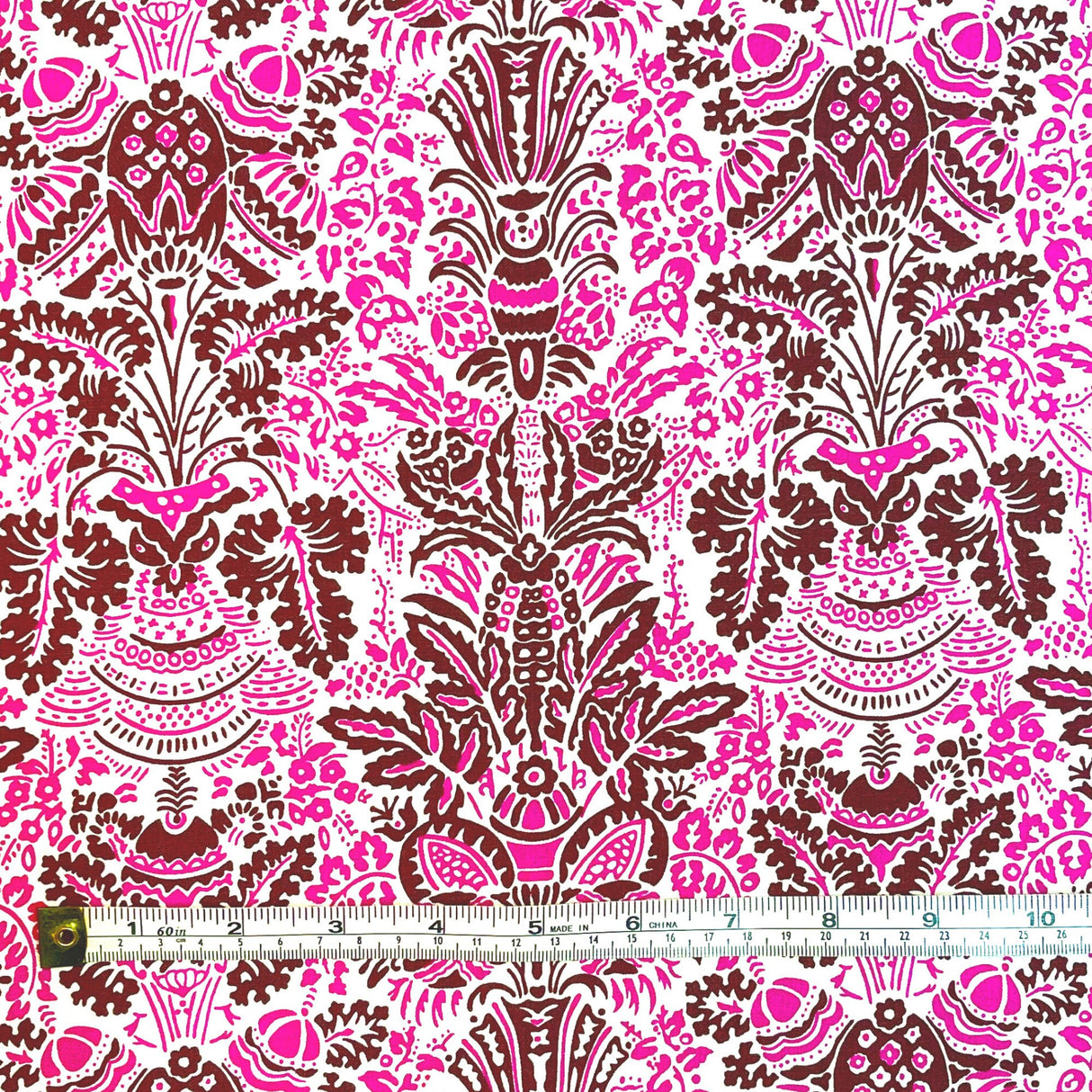 Color Brigade, Pink floral Cotton Quilting Fabric by Jennifer Paganelli, FreeSpirit fabric PWJP112.Maroon