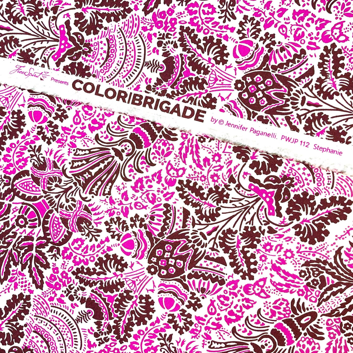 Color Brigade, Pink floral Cotton Quilting Fabric by Jennifer Paganelli, FreeSpirit fabric PWJP112.Maroon