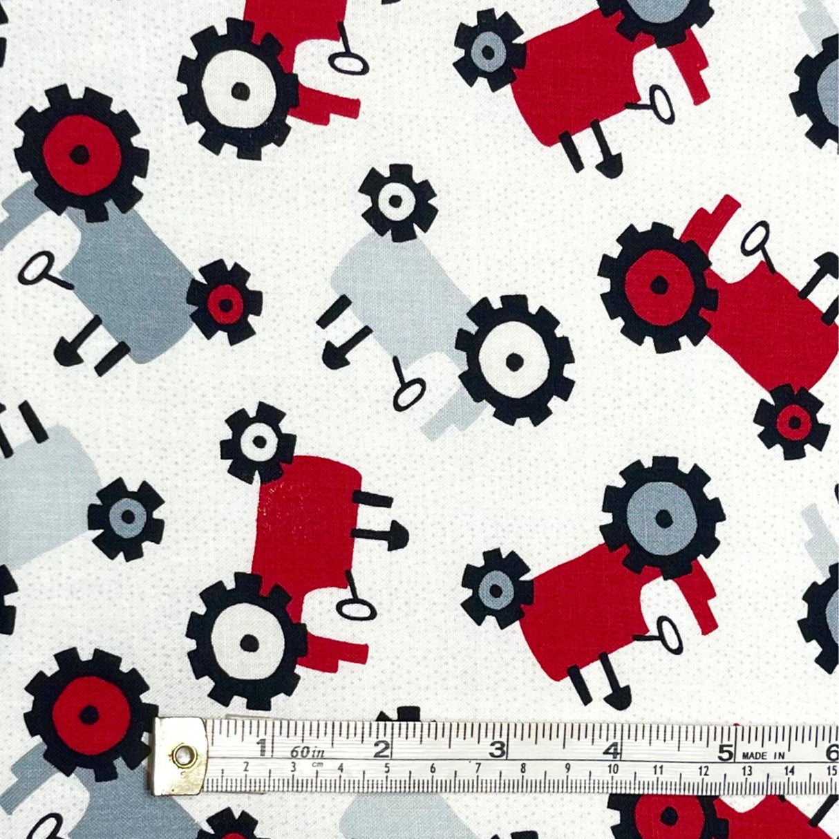 Tractors Country Foam Red Grey fabric Quilting Dressmaking Cotton Timeless Treasures C6694-foam