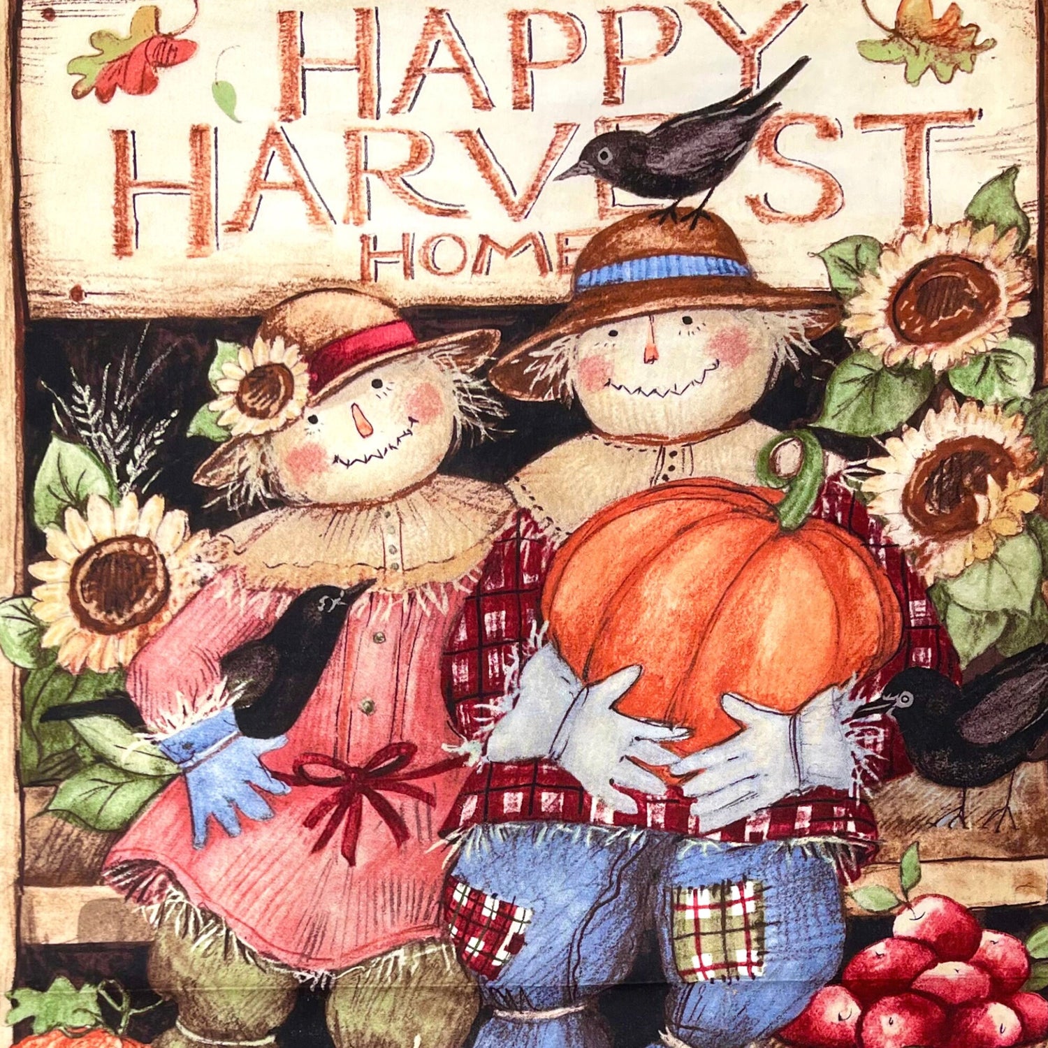 Harvest Couple Happy Harvest Fabric PANEL Susan Winget Quilting Cotton Springs Creative CP54709