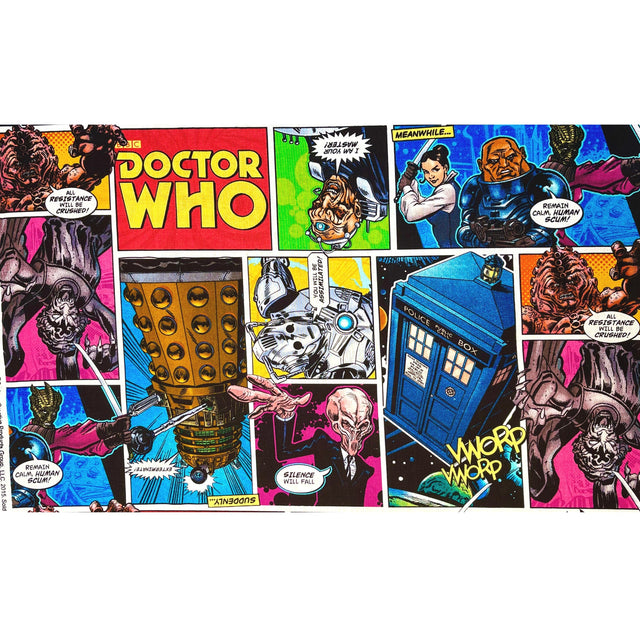 Doctor Who fabric Daleks Davros Villians 31cm Multi 100% Craft Cotton Quilting Novelty Licensed Fabric by Springs Creative CP54493