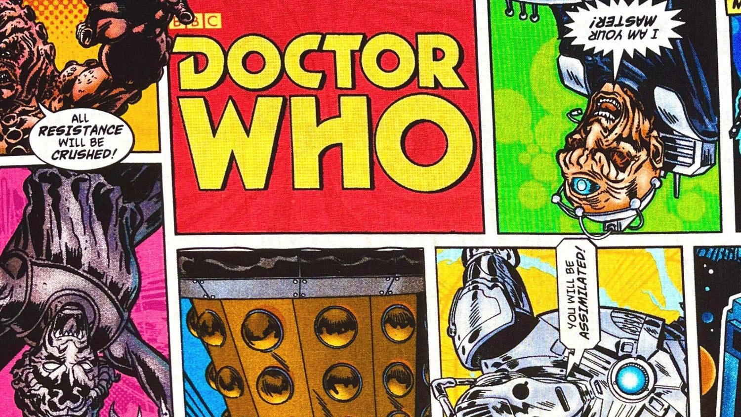 Doctor Who fabric Daleks Davros Villians 31cm Multi 100% Craft Cotton Quilting Novelty Licensed Fabric by Springs Creative CP54493