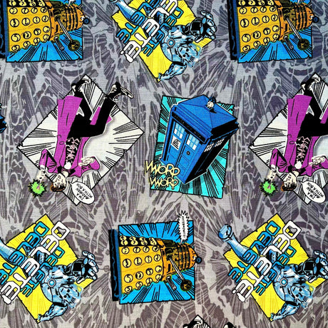 Doctor Who fabric 50cm Mad Man with a Box Multi Cotton Fabric Quilting Novelty Fabric Springs Creative