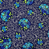 Blue Floral Navy Fabric Roses Nosegay Bouquet Quilting 100% Cotton fabric 50cm by Michael Miller Fabrics CX6902-Blue