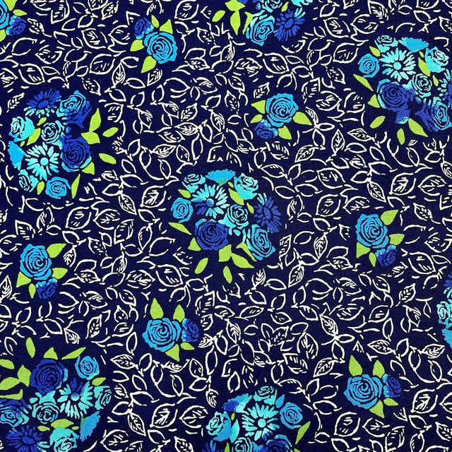 Blue Floral Navy Fabric Roses Nosegay Bouquet Quilting 100% Cotton fabric 50cm by Michael Miller Fabrics CX6902-Blue