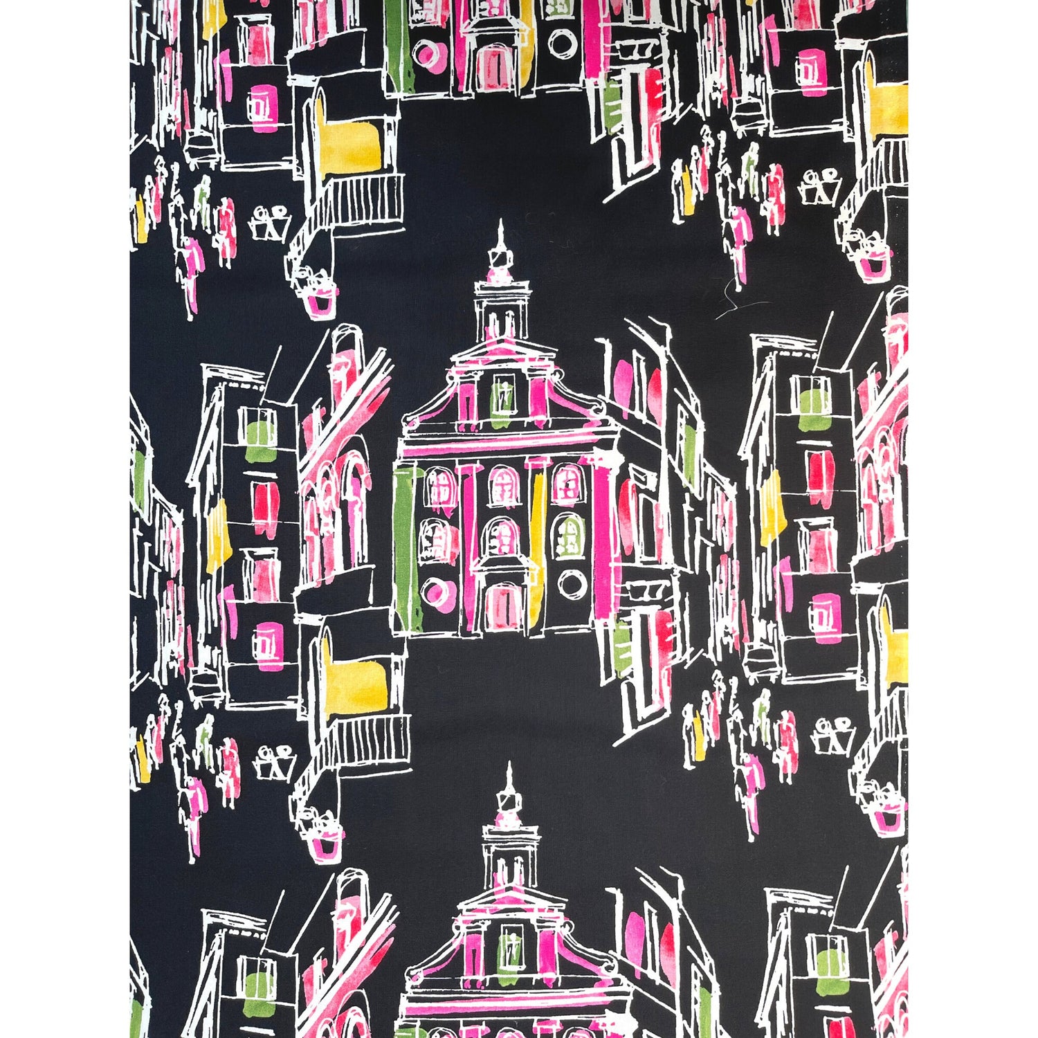 Pink Houses, On the Town fabric Black Quilting 100%Cotton Michael Miller fabric CX-6901-Black
