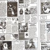 Cat Newspaper fabric 60cm The Kitty Chronicle White Timeless Treasures C1200White