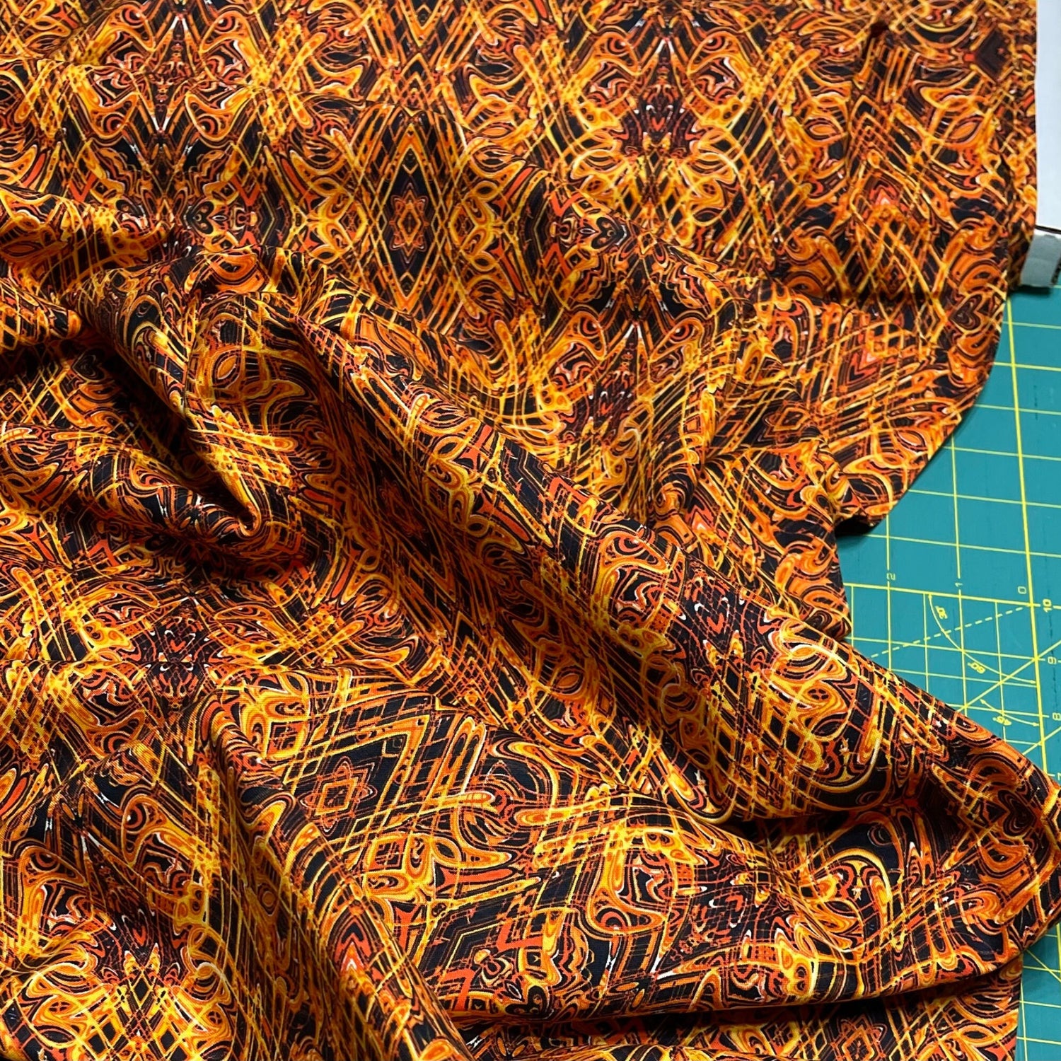 Kismet Orange swirl fabric Geometric Quilt fabric Paula Nadelstern for Benartex BT1774-28