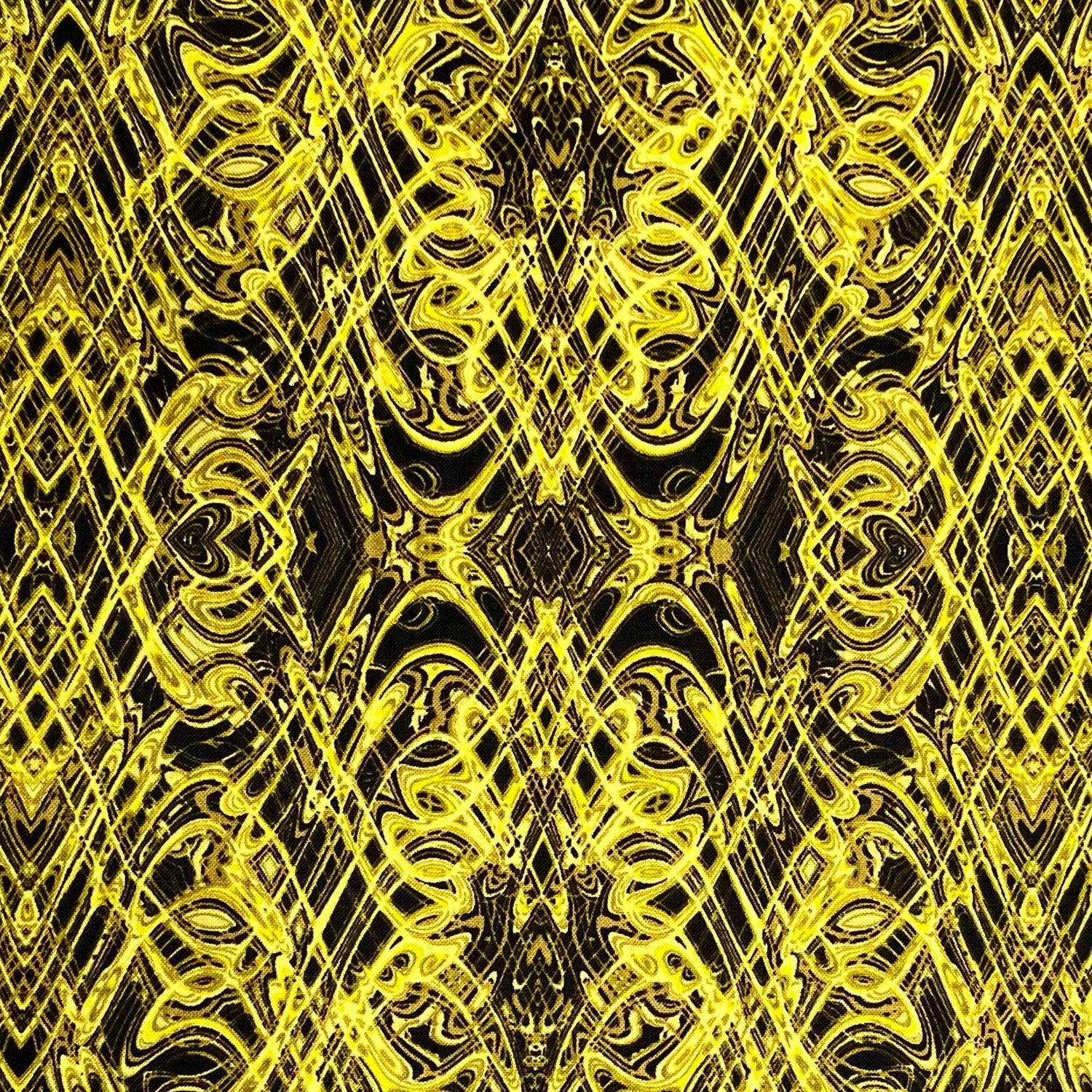 Kismet Yellow Black Swirl fabric Geometric Quilt fabric Paula Nadelstern for Benartex BT1774-44