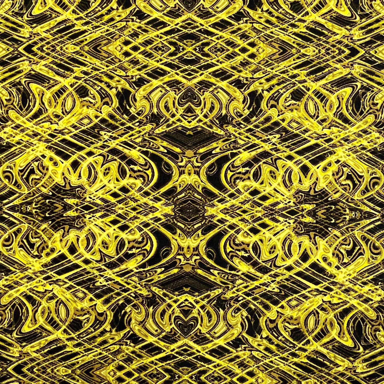 Kismet Yellow Black Swirl fabric Geometric Quilt fabric Paula Nadelstern for Benartex BT1774-44