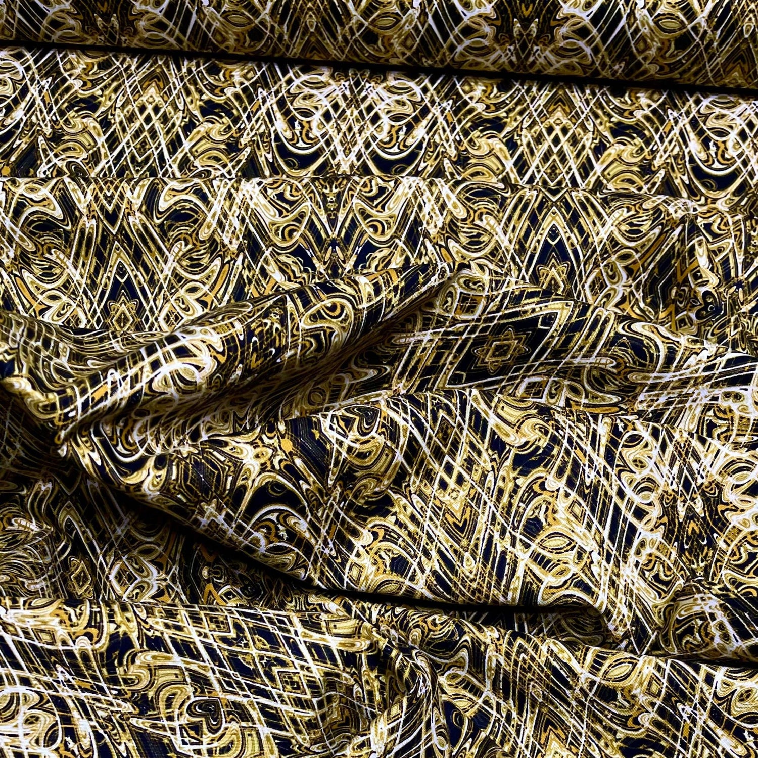 Kismet Gold Black Swirl fabric Geometric Quilt fabric Paula Nadelstern for Benartex BT1774-49