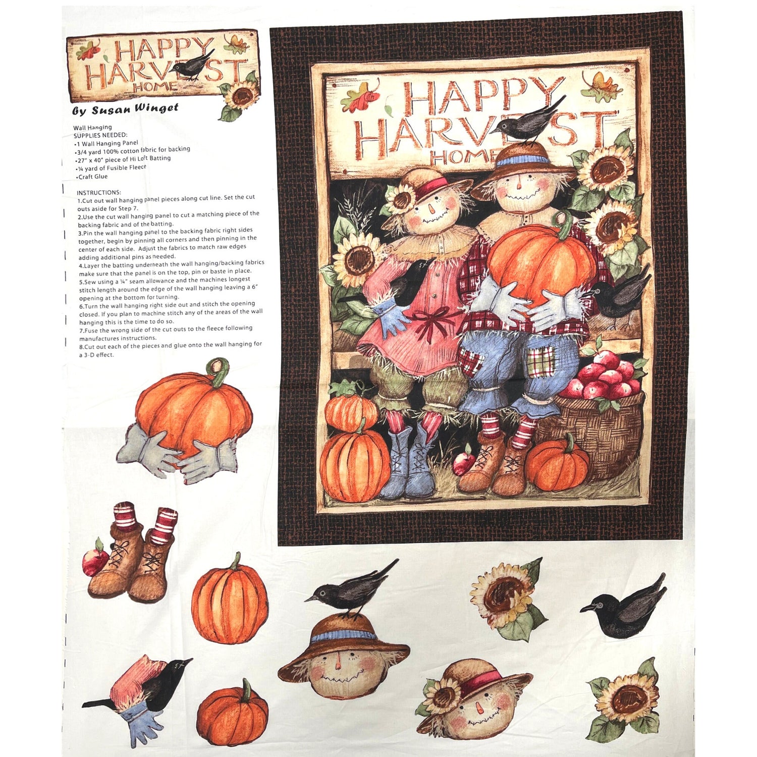Harvest Couple Happy Harvest Fabric PANEL Susan Winget Quilting Cotton Springs Creative CP54709