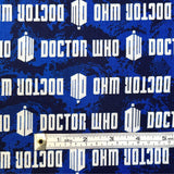 Doctor Who Blue Logo Fabric – Springs Creative SC51602 | Licensed Cotton Quilting Fabric