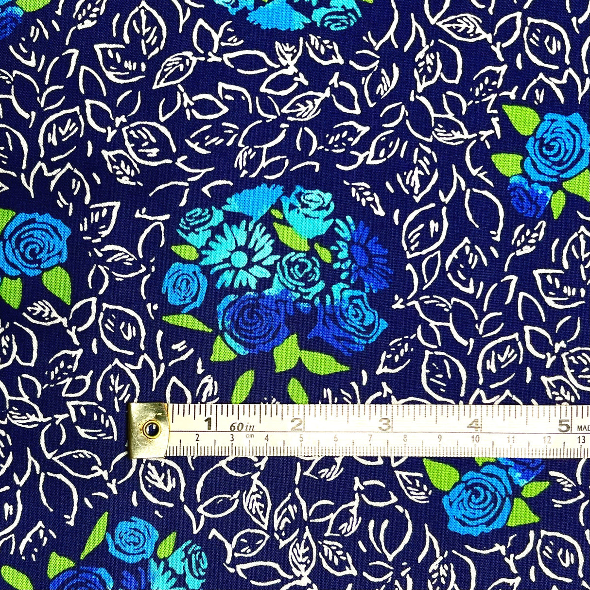 Blue Floral Navy Fabric Roses Nosegay Bouquet Quilting 100% Cotton fabric 50cm by Michael Miller Fabrics CX6902-Blue