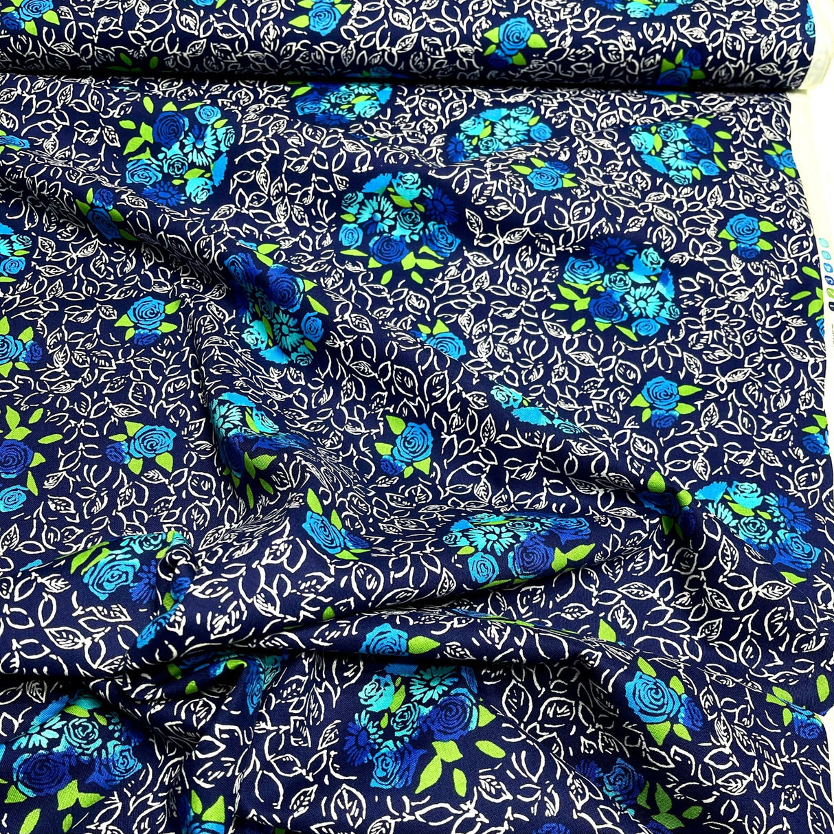 Blue Floral Navy Fabric Roses Nosegay Bouquet Quilting 100% Cotton fabric 50cm by Michael Miller Fabrics CX6902-Blue