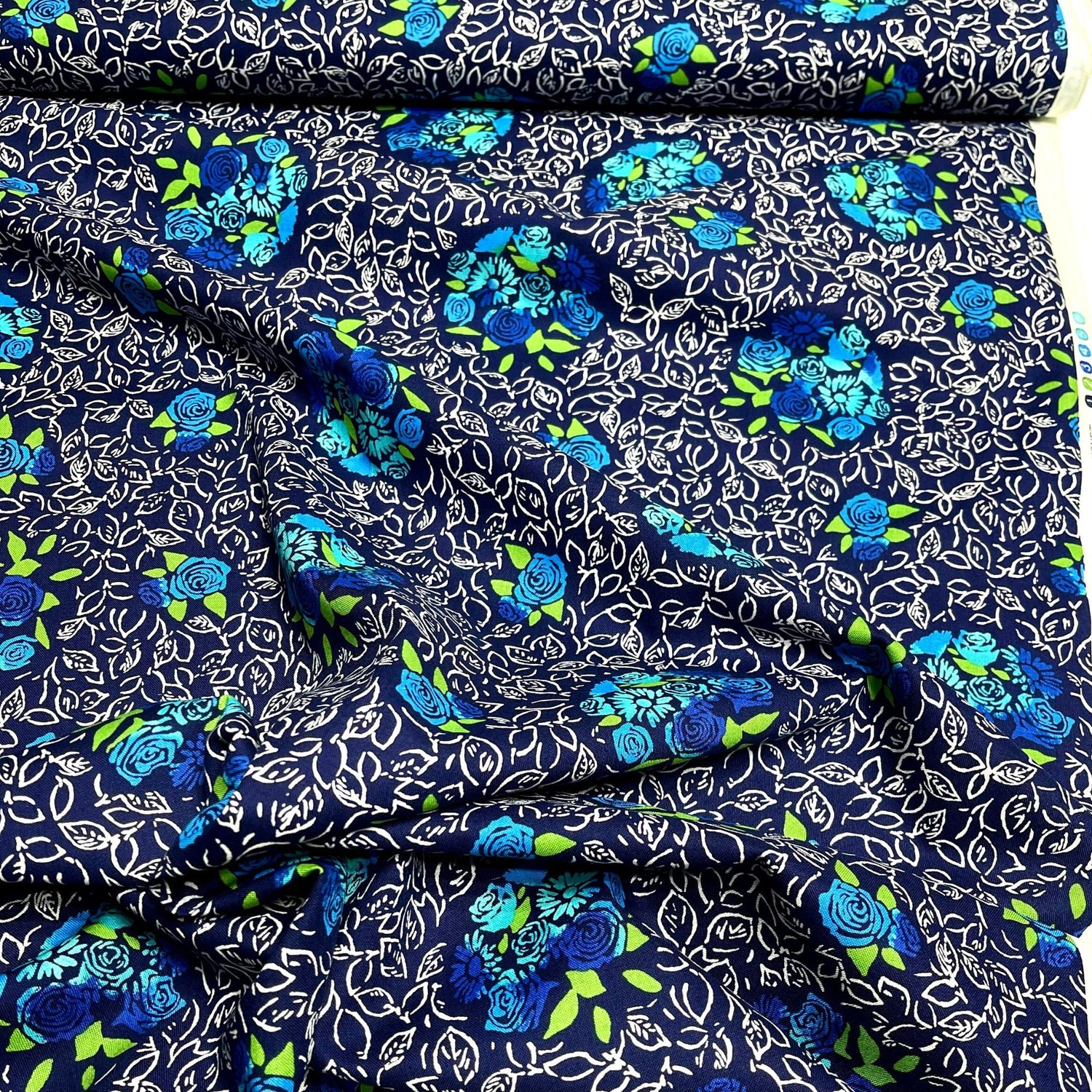 Blue Floral Navy Fabric Roses Nosegay Bouquet Quilting 100% Cotton fabric 50cm by Michael Miller Fabrics CX6902-Blue