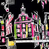 Pink Houses, On the Town fabric Black Quilting 100%Cotton Michael Miller fabric CX-6901-Black