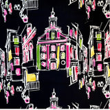 Pink Houses, On the Town fabric Black Quilting 100%Cotton Michael Miller fabric CX-6901-Black