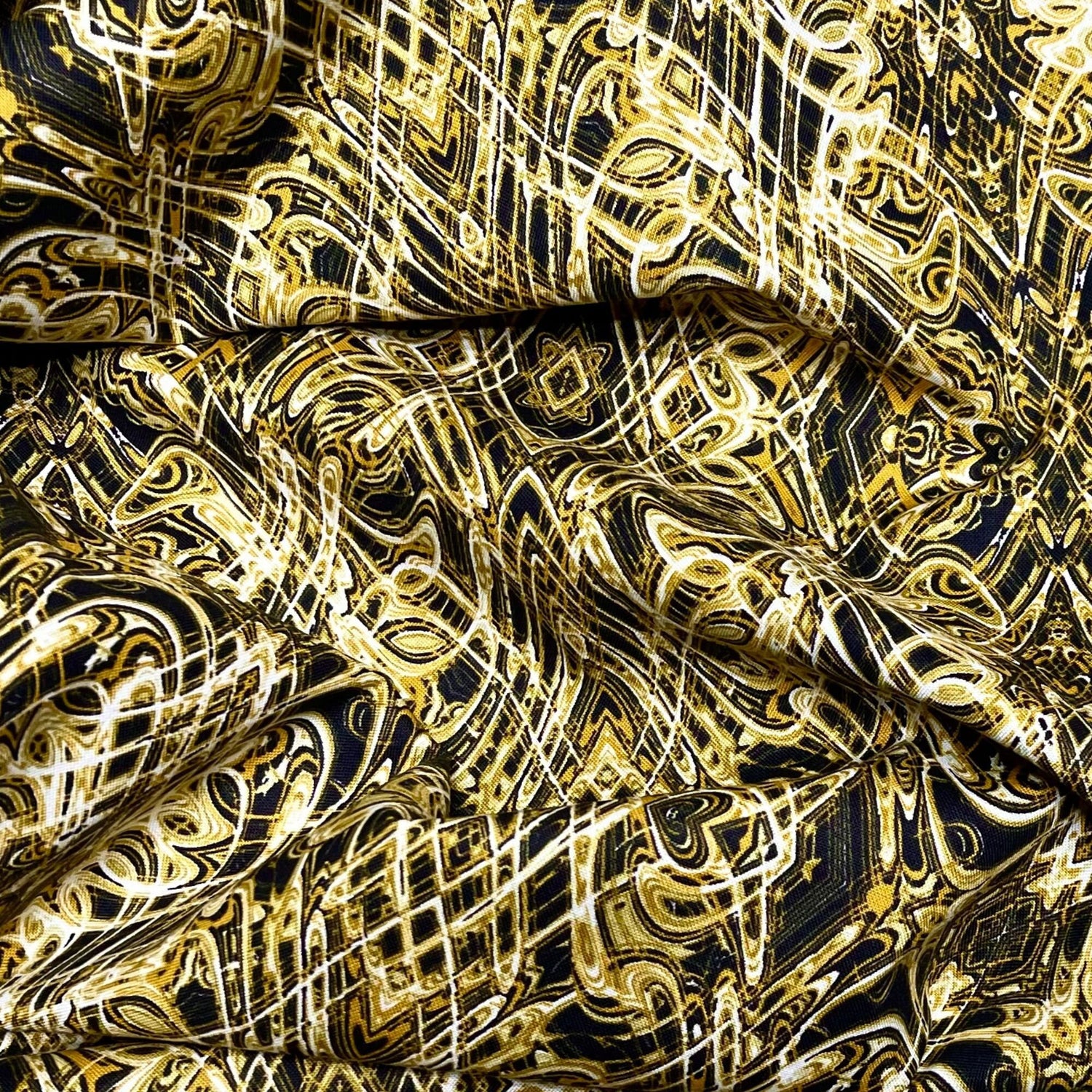 Kismet Gold Black Swirl fabric Geometric Quilt fabric Paula Nadelstern for Benartex BT1774-49