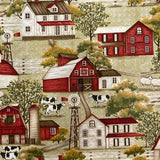 Country Barns Farmhouse Cows Windmills fabric Country Living fabric Henry Glass HG8802-66