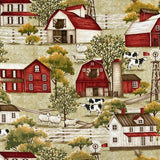 Country Barns Farmhouse Cows Windmills fabric Country Living fabric Henry Glass HG8802-66