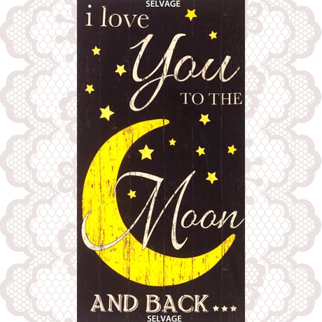 Moon and Back fabric ( I love you) Panel Yellow Black 100% Cotton Quilting Fabric Timeless Treasures C5157Noir