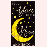Moon and Back ( I love you) Panel Yellow Black 100% Cotton Quilting Fabric Timeless Treasures C5157Noir