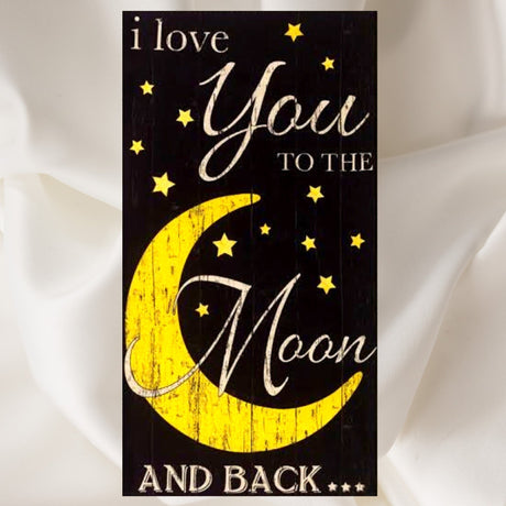 Moon and Back fabric ( I love you) Panel Yellow Black 100% Cotton Quilting Fabric Timeless Treasures C5157Noir