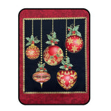 A Festive Season Fabric PANEL, Christmas Baubles Red, Gold metallic Black Cotton Quilting Christmas fabric BT-2641M