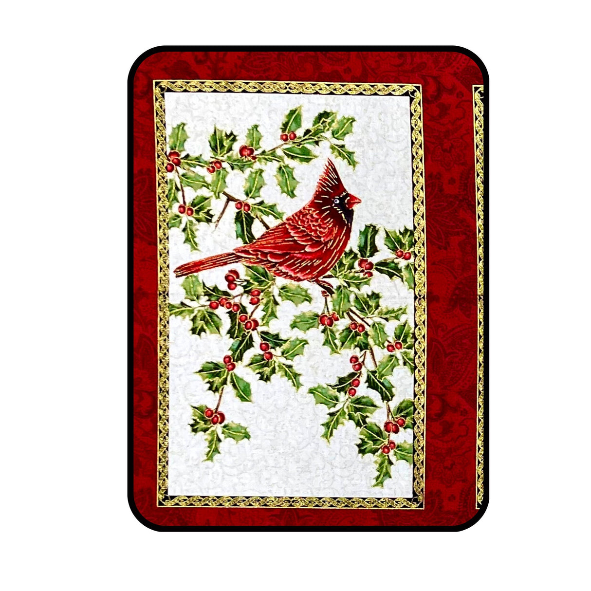 A Festive Season Fabric Panel - Red Cardinals by Benartex BT-2640.07