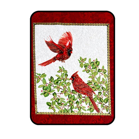 A Festive Season Fabric Panel - Red Cardinals by Benartex BT-2640.07