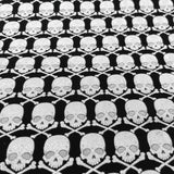 Skulls metallic fabric Black Silver metallic Halloween Cotton Quilting fabric Gothic Glam Fabric Benartex BT-CM4937G-12