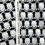 Skulls metallic fabric Black Silver metallic Halloween Cotton Quilting fabric Gothic Glam Fabric Benartex BT-CM4937G-12