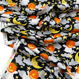 Happy Halloween Pumpkin fabric Moon Stars Ghosts Orange David Walker Fabric Cotton Quilting fabric FSDW104.0GHOU