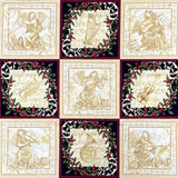 Peace Fabric PANEL Choir of Angels Gold, Red, Black Cotton Quilting fabric Benartex