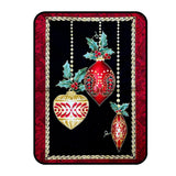 A Festive Season Fabric PANEL, Christmas Baubles Red, Gold metallic Black Cotton Quilting Christmas fabric BT-2641M