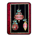 A Festive Season Fabric PANEL, Christmas Baubles Red, Gold metallic Black Cotton Quilting Christmas fabric BT-2641M