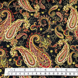 Christmas Splendor fabric, Black, Gold metallic, Quilt, Craft, Cotton, Quilters fabric HG8321-Black