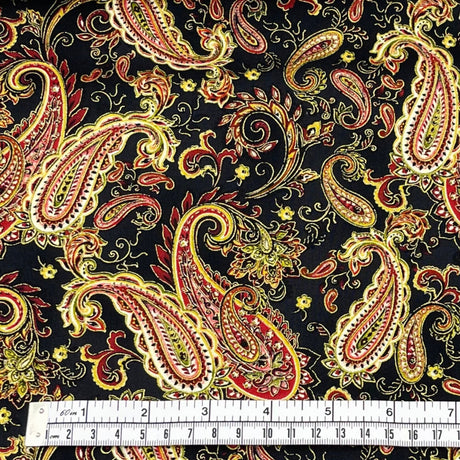 Christmas Splendor fabric, Black, Gold metallic, Quilt, Craft, Cotton, Quilters fabric HG8321-Black