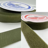 Hook and Loop Fastener 50mm wide - Sew-On Nylon Velcro, Ranger Green, Olive, Khaki