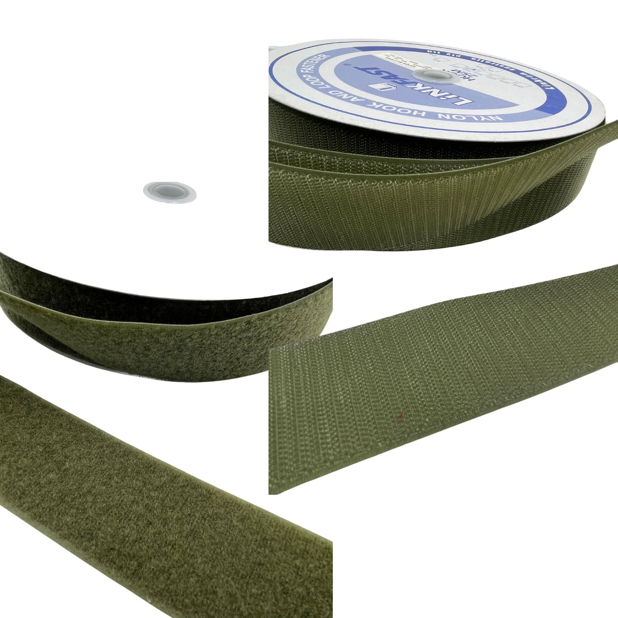 Hook and Loop Fastener 50mm wide - Sew-On Nylon Velcro, Ranger Green, Olive, Khaki