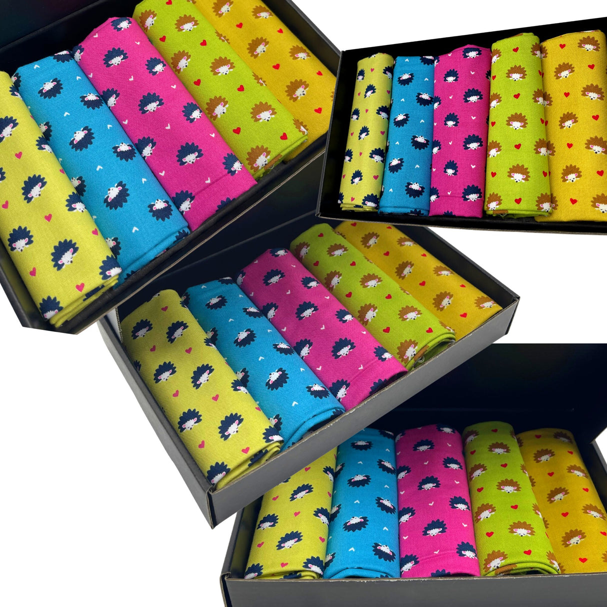 Gift Pack, Hedgehog Party, Gift ideas, Pre-cut, Quilting Cotton Fabric