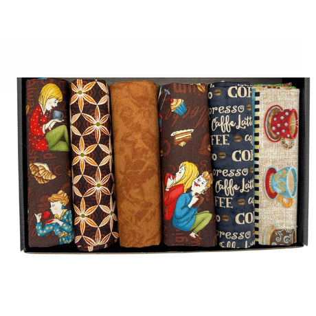 Coffee time, Fat Quarter pack, Gift ideas, Pre-cut, Quilting Fabric