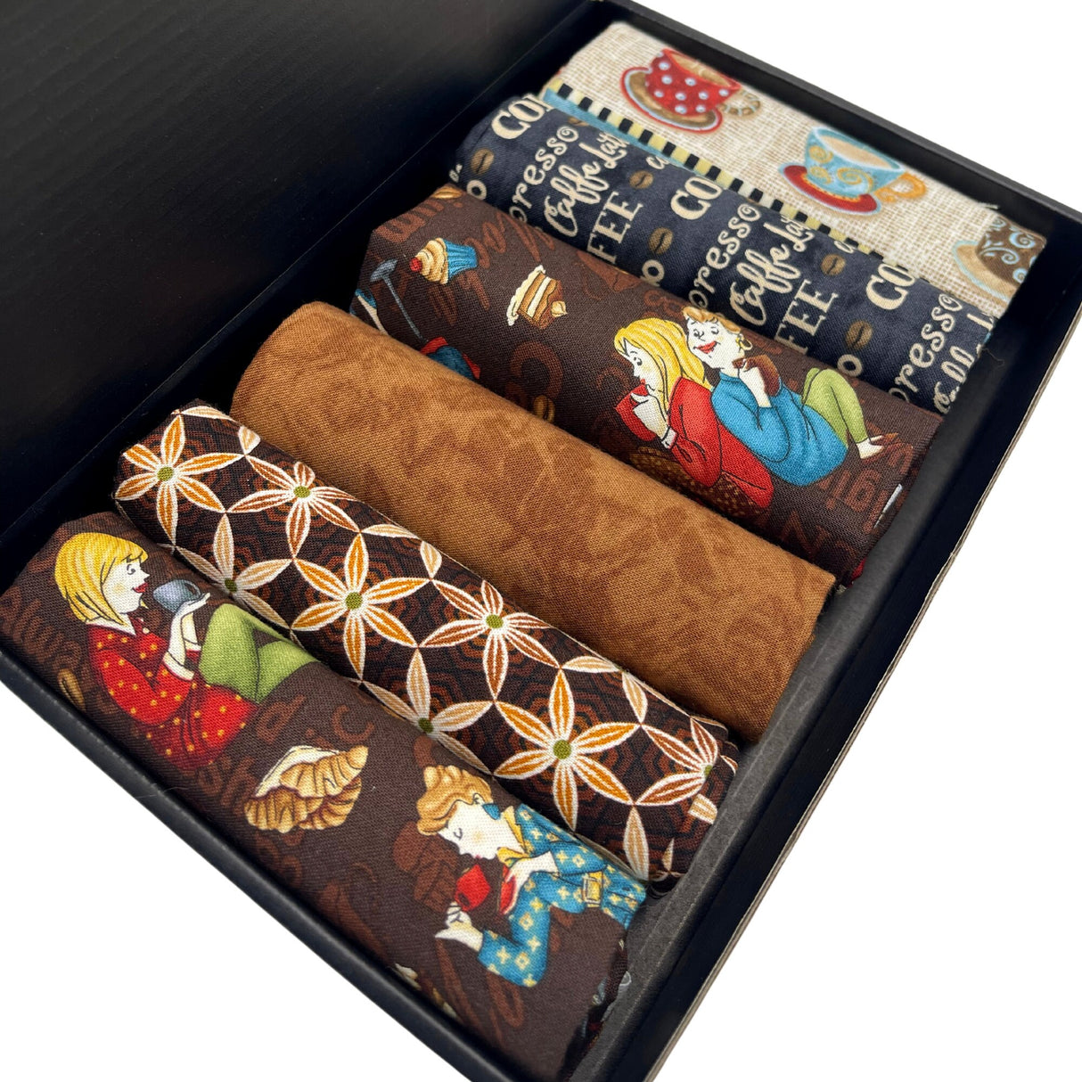 Coffee time, Fat Quarter pack, Gift ideas, Pre-cut, Quilting Fabric