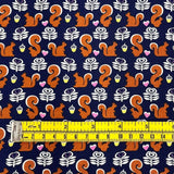 Squirrel Quilting fabric, pink hearts, Navy, Animal fabric, Crafts, Michael Miller CX-6572